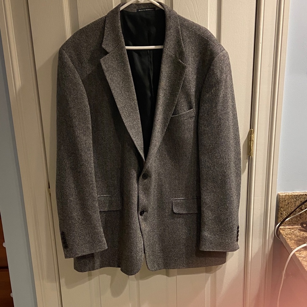 Lands' End Men's Gray Herringbone Sport Coat